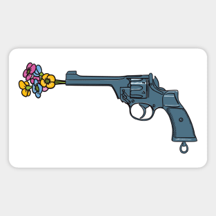 Revolver with a barrel blocked by flowers Magnet